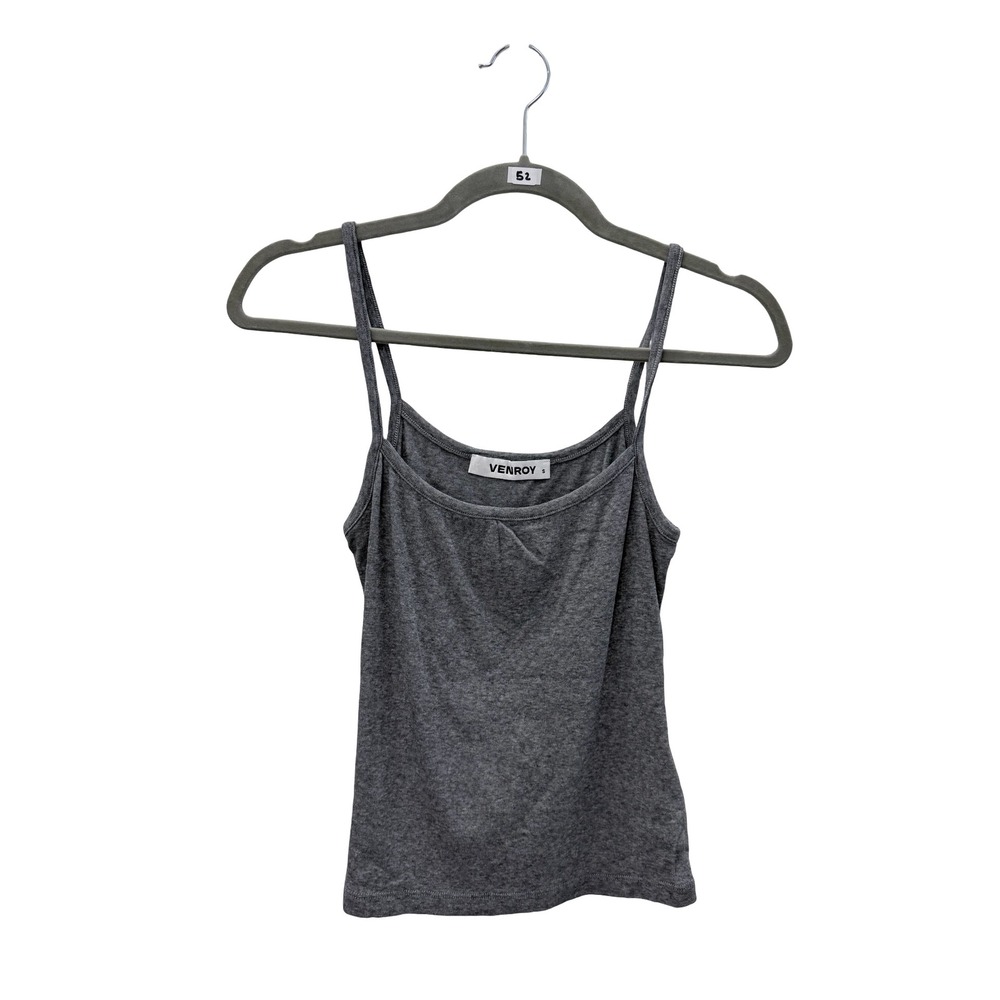 Venroy Womens Small Charcoal Grey Cotton Spandex Spaghetti Strap Camisole Top